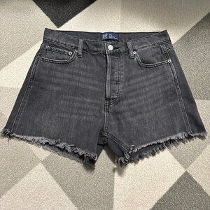 GAP Black Washed High Rise Cheeky BUTTON FLY Shorts Women's Size 8/29